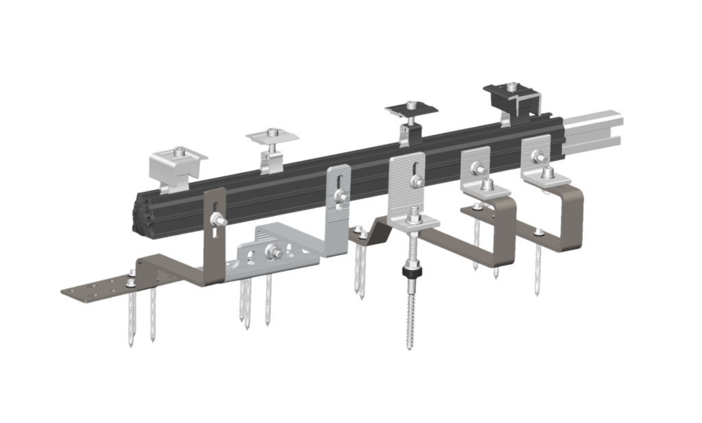 Rail De Fixation Aluminium Pour Panneaux Solaires 1500mm - Connecteurs Inclus - Résistant Aux Intempéries